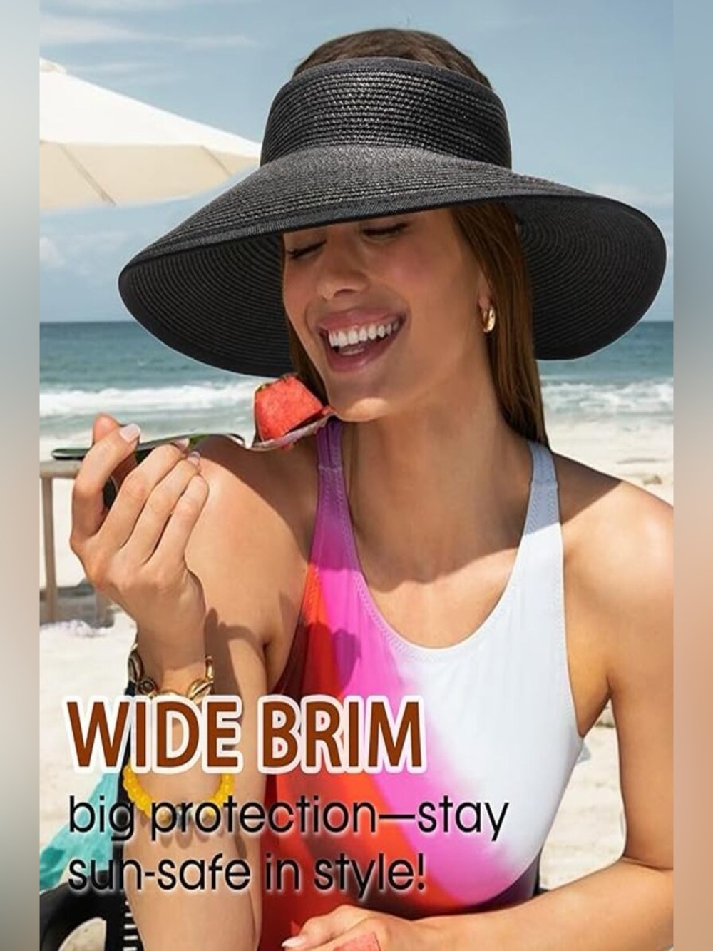Zenana PONYTAIL WIDE BRIM PACKABLE VISOR HAT